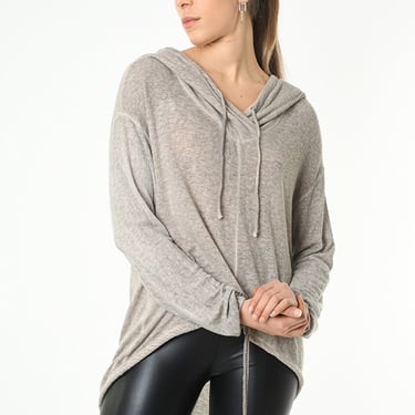 Asymmetric Hooded Wool Blend Sweater