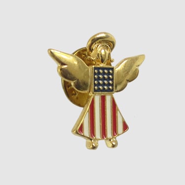 Retro Independence Day Enamel Pin, Red White and Blue Angel Brooch, Dollhouse Diorama Decoration 