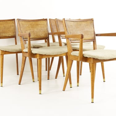 Greta Grossman For Glenn of California Mid Century Caned Dining Chairs - Set of 6- mcm 