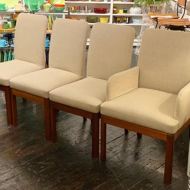 Set of 4 Upholstered Teak Dining Chairs by The David-Edward Company, Circa 1970s - *Please ask for a shipping quote before you buy. 