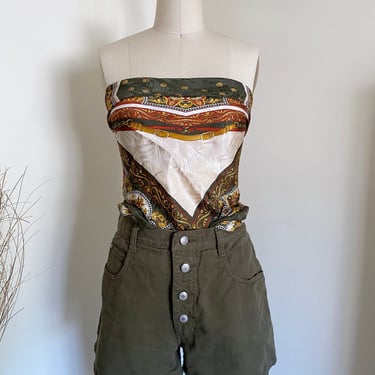 Vintage 90's Olive Denim Shorts, 28