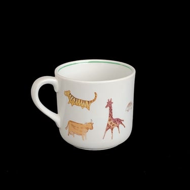 Vintage 1960s Arabia of Finland Pottery Child's Mug Cup with Animals 