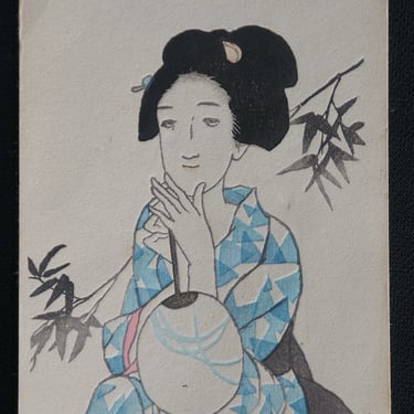 Japan woodblock print Takeshima Yumeji 1920s paper Fujin art craft 