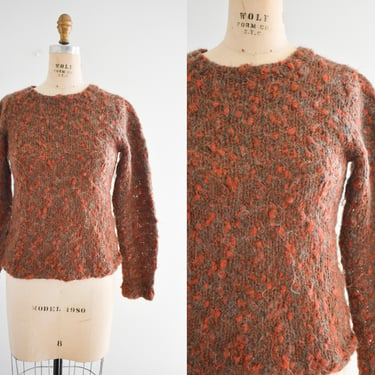 1970s/80s Orange and Brown Textured Knit Sweater 