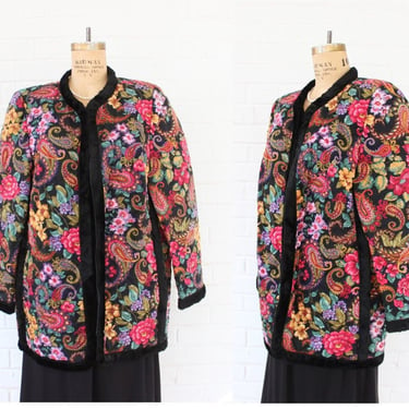 1990's Medium/Large Floral Quilted Coat 