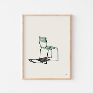 Chair Wall Art, Garden Print, Paris Park Chair, Minimal Home Decor 