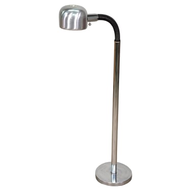 Postmodern Chrome and Black Gooseneck Adjustable Floor Lamp by Alsy 