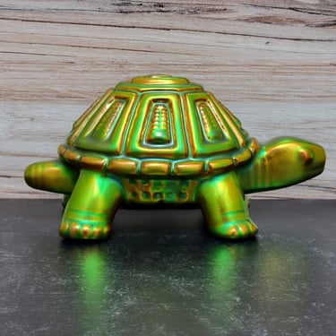 Zsolnay Art Deco Turtle Eosin Green - Hungarian Art Pottery 