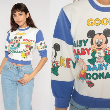 Disney Babies Sweatshirt Y2K Baby Mickey Minnie Donald Goofy Sweater Walt Disney Graphic Shirt Cartoon Retro Vintage 00s Extra Small xs 