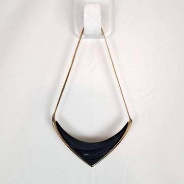 Vintage 80s Black & Gold Statement Necklace 