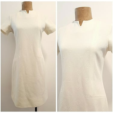 Vintage 60s Roberta Lee Shift Dress Size Medium White Mini Festive