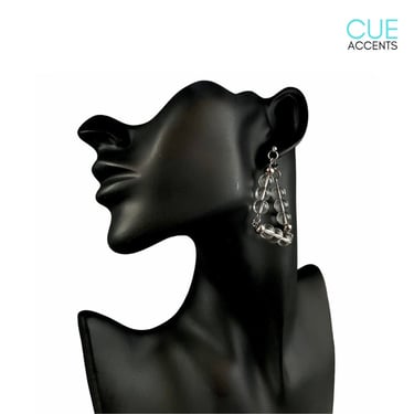 Staples | Clear Quartz Beaded Triangle Dangle Hoops | Gemstone Earrings | Hypoallergenic | Crystal Jewelry | Gift | Energy Jewelry | Quartz 