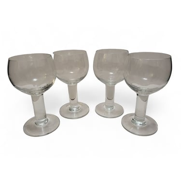 4 Vintage Column Water Goblets, 1970s Mid Century Modern, Orrefors 16 oz Clear Blown Crystal Glasses, Vintage Barware 