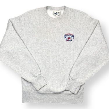 Vintage 90s Lee Sport Colorado Avalanche Hockey Embroidered Reverse Weave Crewneck Sweatshirt Pullover Size Medium 