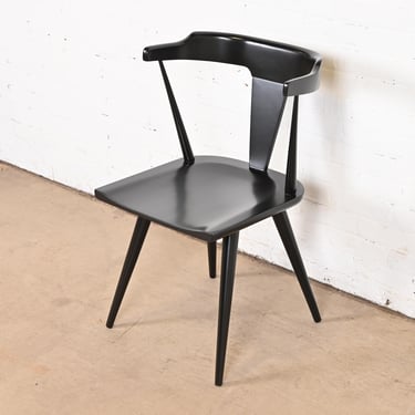 Paul McCobb Planner Group Black Lacquered T-Back Side Chair, Newly Refinished