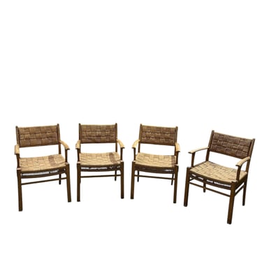 Set of (4) Danish Rope and Oak Arm Dining Chairs