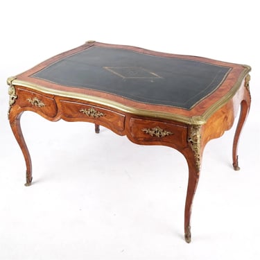 Antique Bureau Plat, Desk, Louis XV Kingwood, Gilt, Green, Circa 1760, 18th C!!