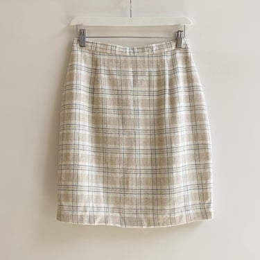 Sky Plaid Linen Skirt