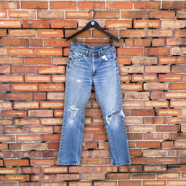 vintage 80s blue distressed levis 532 jeans / 28 x 30 