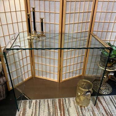 Glass waterfall desk console table