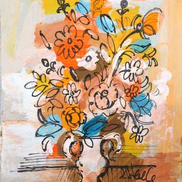 Charles Cobelle, Vase with Flowers (Yellow and Orange) 3, Acrylic 