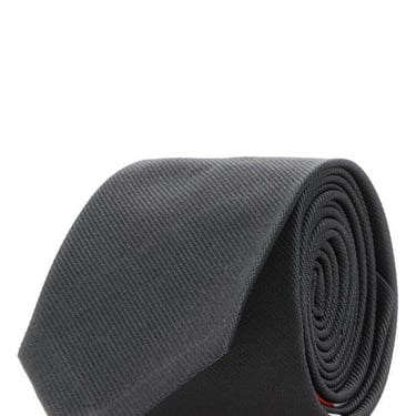 Thom Browne Man Dark Grey Silk Tie