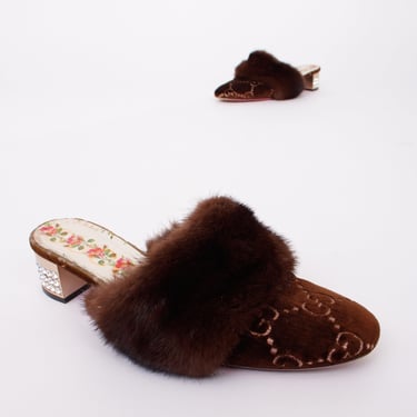 Gucci GG Mink Fur Mules