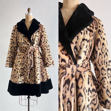 Linda 70s leopard print faux fur coat, animal print swing coat, fur collar leopard print princess coat, boho, erstwhile style, penny lane 