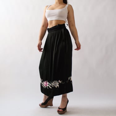 30s Embroidered Silk Skirt - W28
