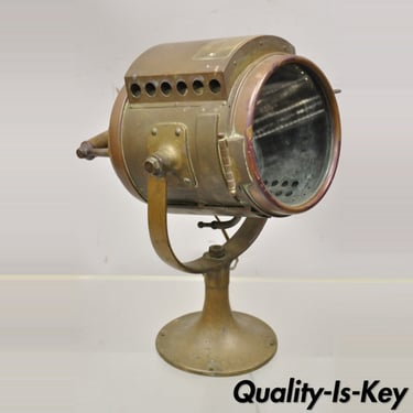 Antique The Neverout Searchlight Projector Brass Naval Rose Mfg Table Lamp