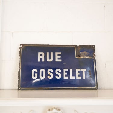 "rue gosselet" vintage french enamel street sign