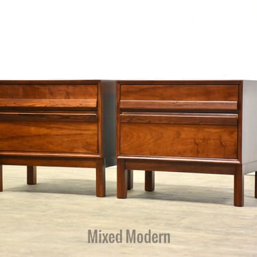 Walnut and Rosewood Nightstands - A Pair 