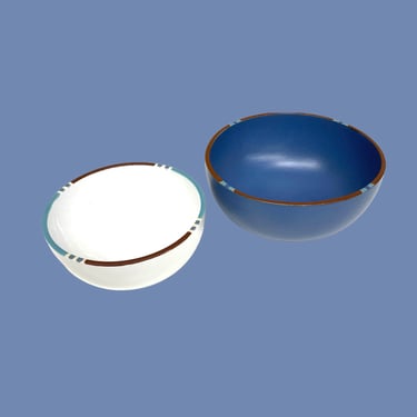 Vintage Nesting Bowls 1990s Dansk + Mesa + Southwestern Style + Ceramic + Stoneware + Blue + White + Set of 2 + Servingware + Kitchen Decor 