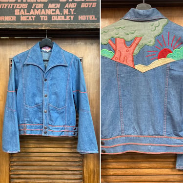 Vintage 1970’s “Faded Glory” Nature Scene Hippie Denim Jacket, 70’s Denim Jacket, Vintage Hippie Jacket, Vintage Clothing 