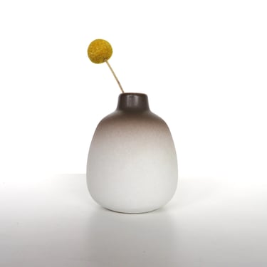 Vintage Heath Ceramics Bud Vase In Ombre Brown and White, Edith Heath Sculptural Bud Vase 