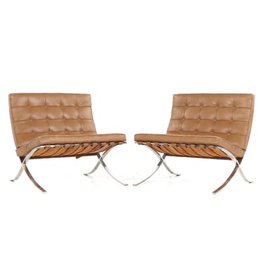 Mies van der Rohe for Knoll Mid Century Barcelona Lounge Chairs - Pair - mcm 