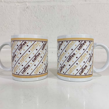 Vintage Coffee Mugs Set of 2 Pair Mug 1990 Cup Coffee Tea Brown Tan Houston Foods Retro Fun Gift Father's Day Dopamine Decor 1990s 90s 
