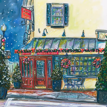 Historic Martin's Tavern Washington D.C. Restaurant in Snow by Cris Clapp Logan 