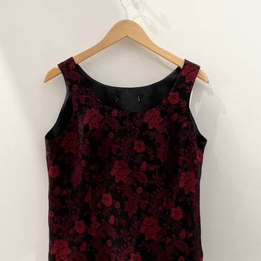 Red and Black Floral Sleeveless Top