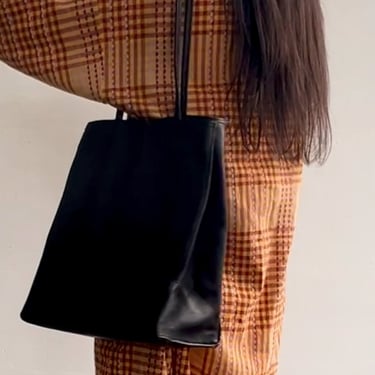Oversize Black Leather Shopper Bag