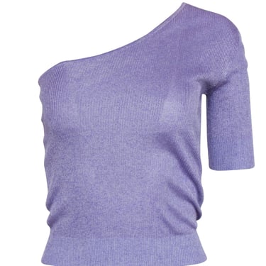 IRO - Lavender Ribbed Knit Crop Sleeve One Shoulder Top Sz XS