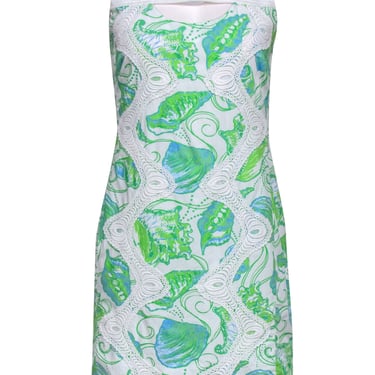 Lilly Pulitzer - Lime Green &amp; Bright Blue Conch Print Dress Sz 2