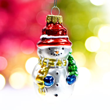 VINTAGE: 1980's - Mercury Glass Snowman Ornaments - Blown Figural Glass Ornament - Christmas - Holiday - SKU 30-403-00016122 