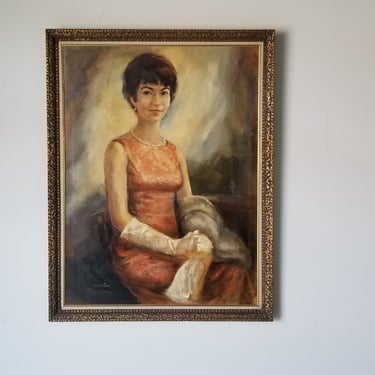 1960's Iris Cutler Oil Portrait Painting 