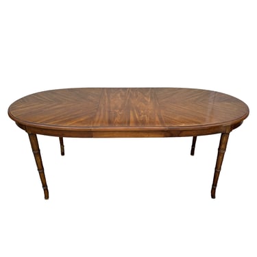 Faux Bamboo Dining Table Project with Leaf 77x38 Oval by American of Martinsville - Vintage Wood Hollywood Regency Coastal Furniture 