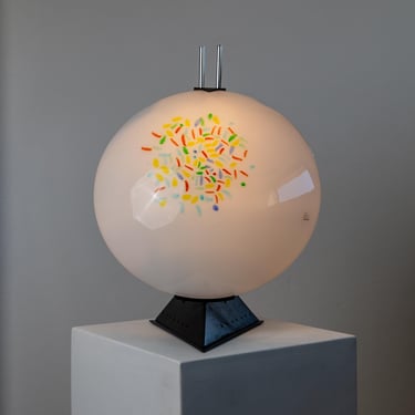 1 of 2 Vintage Murano Glass Table Lamps – Colorful Glass Shade and black Metal Base – Memphis Style Italy 1980s Design – Bedside Lamp, Gift 