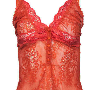 Dolce &amp; Gabbana - Orange Floral Lace Sheer Camisole Sz S
