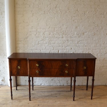 Vintage French Flame Mahogany Buffet / Credenza / Console Cabinet