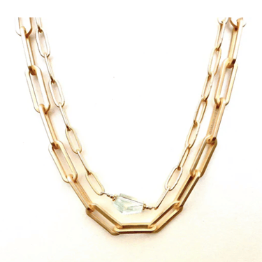 ROBIN HALEY | Paperclip chain necklace with Green Amethyst