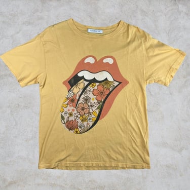 Daydreamer Rolling Stones Forty Licks Flower Band Tee Short Sleeve Crewneck S 
